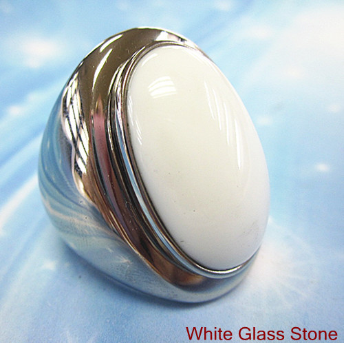 steel white stone ring