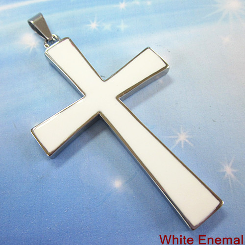 steel enemal cross pendant