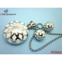 Wholesale Personize Stainless Steel Jewelry Set ,Fashion Big Ball Steel Flower Pattern Enemal Jewelry