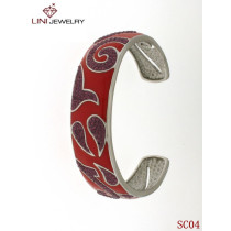 Bracelets Stainless Bangle,Red Enamle&Red Crystal