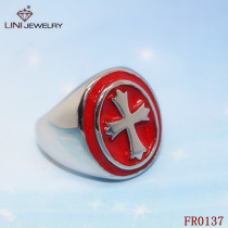 316L Stainless Steel New Arrival Cross Texture Finger Ring/Red