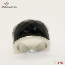 Stainless Steel Meniscus Glass Stone Ring