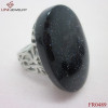 Lini Jewelry Big Size Oval Stone Ring/Black Sand