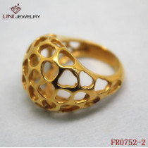 Stainless Steel Gold-Plated Hollow Bird's Nest Ring