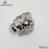 316L Stainless Steel Leaf Texture Hollow Out Ring