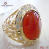 316L Steel Gold-Plated Hollow Ring w/ Stone