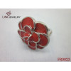 Enamel Rose Flower Stainless Steel Ring/Red