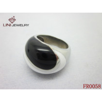Stainless Steel China Taiji Black&White Design Ring