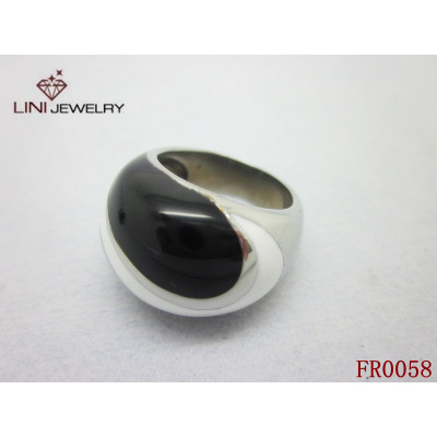 Stainless Steel China Taiji Black&White Design Ring