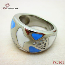 Multicolor Enamel Ring/Blue&White