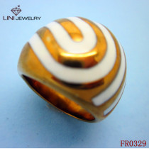 Stainless Steel Circle Gold-plated Ring