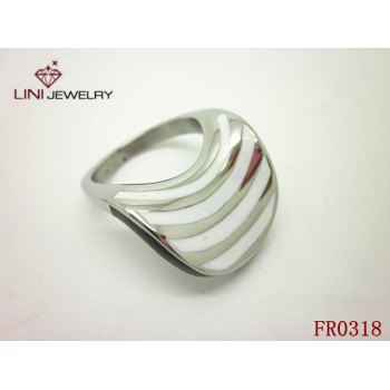 316L Stainless Steel Open Cap Ring/White