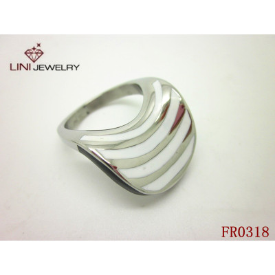 316L Stainless Steel Open Cap Ring/White
