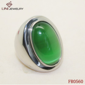 Fashion steel Jewelry for Christmas gift ,Green Opal Stone Ring