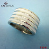 White 4-Stripe Steel Enamel Ring
