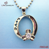 Stainless Steel Circle Love Pendant Necklace