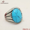 Metal Jewelry,316L Steel Jewelry ring,Round Blue Turquoise Rings Wholesale