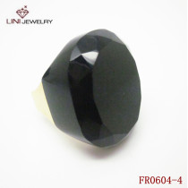 2012 Shiny Black Facet  glass stone ring