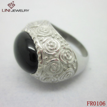 316L Stainless Steel Big Size Ring/Rose Carved