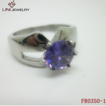 Stainless Steel Engagement Ring/crystal  FR0350-1