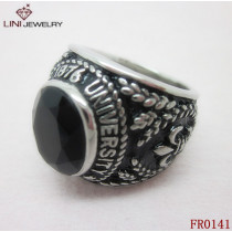 Stainless Steel Military  Ring ,Good looking small facet stone Ring
