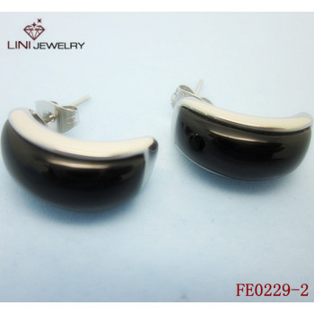 Stainless Steel Falcate with Stone Earring