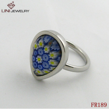 Coloured glaze stone Finger Ring,stainless steel Jewelry