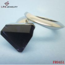 Stainless Steel Triangle Stone Ring