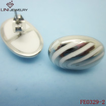 316L Steel White Button Earring
