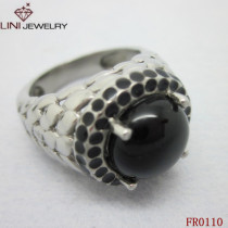 Stainless Steel Big Size Oval Stone Ring FR0110
