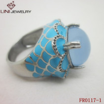 Blue Fish Scale Ring FR0117-1