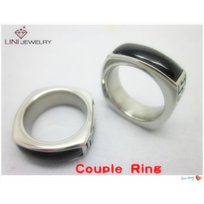 316L Stainless Steel Square Couple Ring FR0134