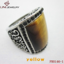 Fashion Champagne Gem Stainless Steel Ring FR0146-1