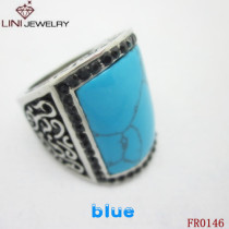 Fashion Blue Turquoise Stainless Steel Ring  FR0146