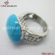Great Blue Turquoise Stainless Steel Ring FR0149-2