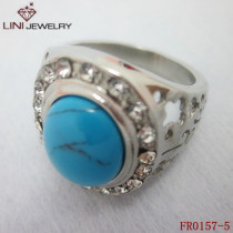 Lini Beautiful  Blue Turquoise Ring,Fashion Steel Rings FR0157-5