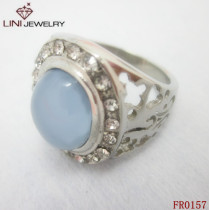 Blue Gemstone Stainless Steel Rings Wholesale  FR0157