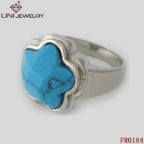 Blue Turquoise,Flower Design Ring  FR0184