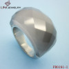 Grey Gemstone Facet Cut Stainless Steel Ring  FR0191-1