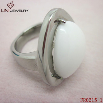 White Color Triangle Design Ring,stainless Steel Jewelry  FR0215-1