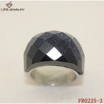 Christmas gift  Jewelry, Stainless Steel Sand Surface Stone Rings Rings with facet gemstone FR0225-3