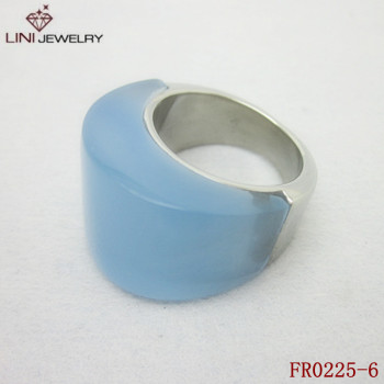 Facet Stainless Steel Stone Ring FR0225-6