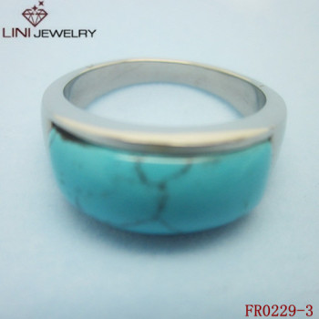 Beautiful Blue Turquoise Steel Rings FR0229-3