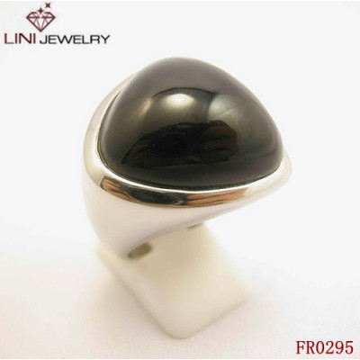 Stainless Steel Earplug Shape  Stone Ring  FR0295