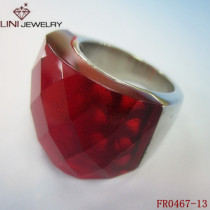 Wine Red Facet Glass Stone women's Ring FR0467-13