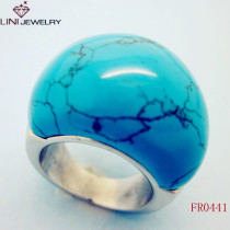 Turquoese stone  steel ring FR0441