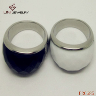 Newest fashion natural black glass ring , big gemstone rings