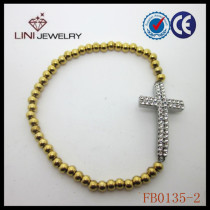 gold plated pearl cross bracelet FB0135