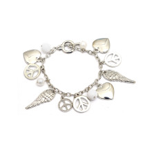 New Design Peace and Wing pendant link Bracelet