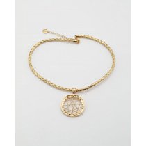 Fashioin style for 2012 Spring&Summer Round pendant Leather Necklace in gold plating